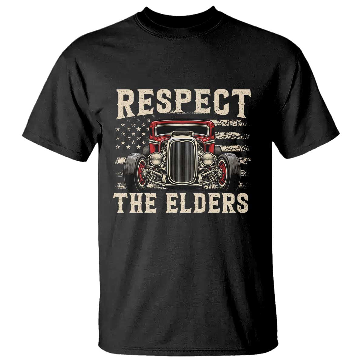 Respect The Elders T Shirt 1932 American Classic Hotrod TS14 Black Print Your Wear