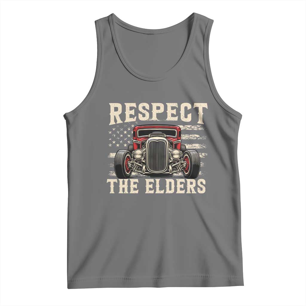 Respect The Elders Tank Top 1932 American Classic Hotrod TS14 Black Heather Print Your Wear