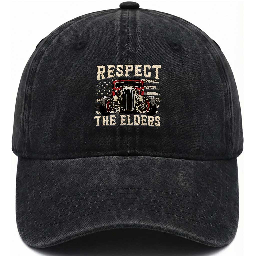 Respect The Elders Washed Cotton Baseball Cap 1932 American Classic Hotrod TS14 Print Your Wear