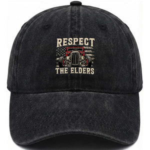 Respect The Elders Washed Cotton Baseball Cap 1932 American Classic Hotrod TS14 Print Your Wear