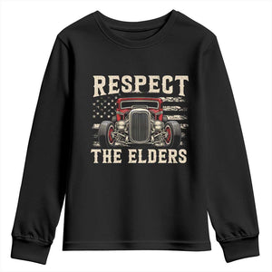 Respect The Elders Youth Sweatshirt 1932 American Classic Hotrod TS14 Black Print Your Wear