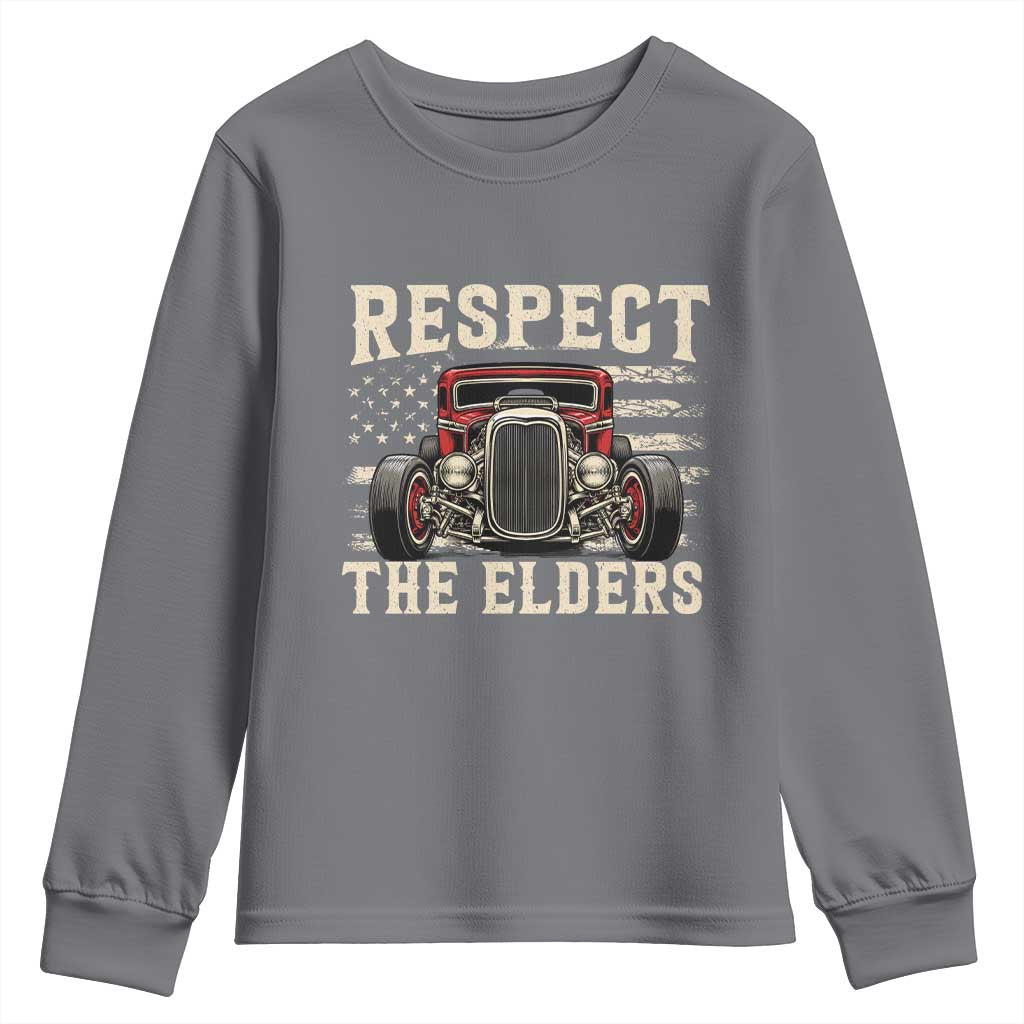 Respect The Elders Youth Sweatshirt 1932 American Classic Hotrod TS14 Charcoal Print Your Wear