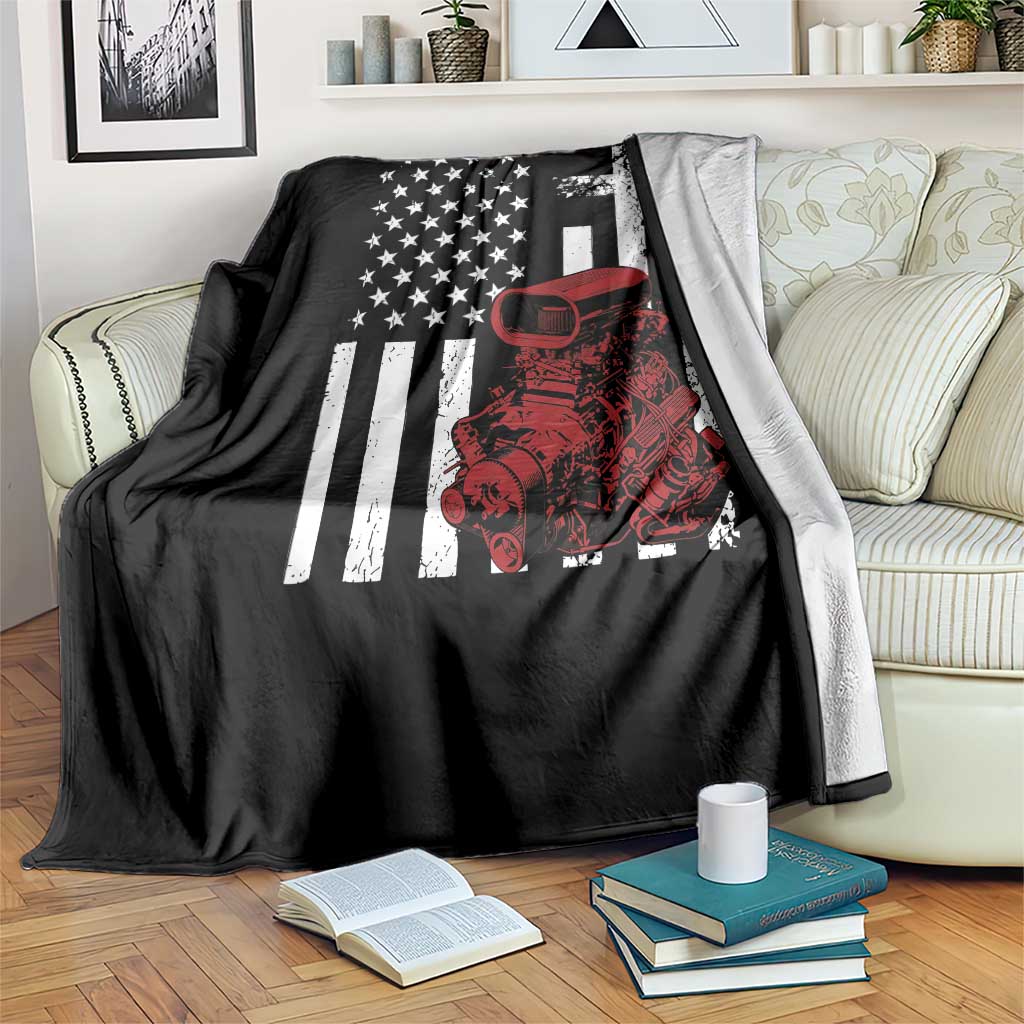 Classic Big Block Blower Throw Blanket Patriotic Racing Engine American Flag Christian Cross TS14 Print Your Wear