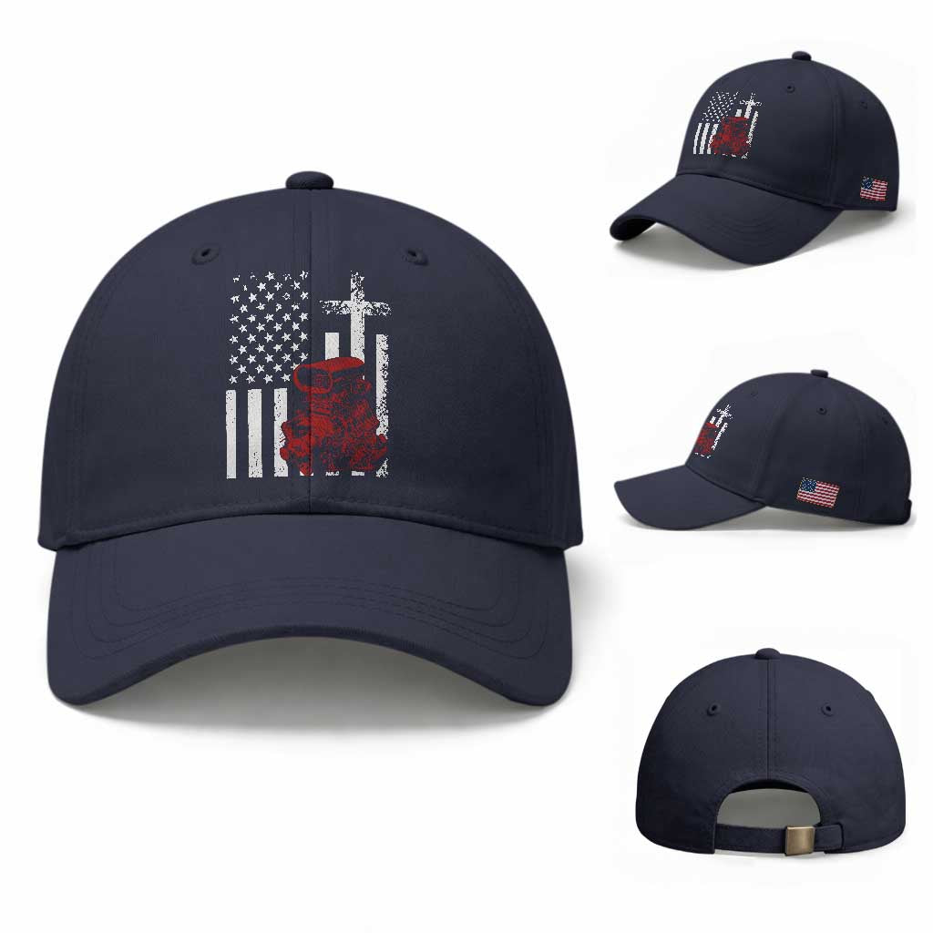 Classic Big Block Blower Baseball Cap Patriotic Racing Engine American Flag Christian Cross TS14 Baseball Cap Universal Fit Navy Print Your Wear