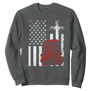 Classic Big Block Blower Sweatshirt Patriotic Racing Engine American Flag Christian Cross TS14 Dark Heather Print Your Wear