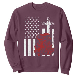 Classic Big Block Blower Sweatshirt Patriotic Racing Engine American Flag Christian Cross TS14 Maroon Print Your Wear