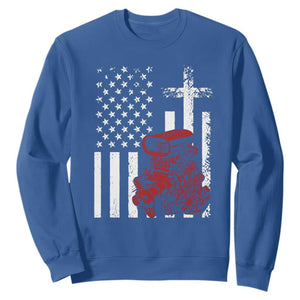 Classic Big Block Blower Sweatshirt Patriotic Racing Engine American Flag Christian Cross TS14 Royal Blue Print Your Wear