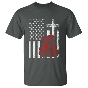 Classic Big Block Blower T Shirt Patriotic Racing Engine American Flag Christian Cross TS14 Dark Heather Print Your Wear