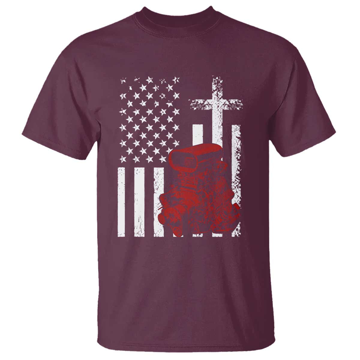 Classic Big Block Blower T Shirt Patriotic Racing Engine American Flag Christian Cross TS14 Maroon Print Your Wear