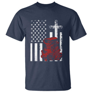 Classic Big Block Blower T Shirt Patriotic Racing Engine American Flag Christian Cross TS14 Navy Print Your Wear