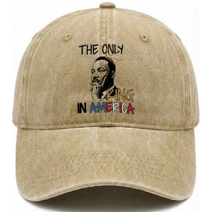 Martin Luther King Jr Washed Cotton Baseball Cap The Only King An America TS14 Washed Cap Universal Fit Khaki Print Your Wear
