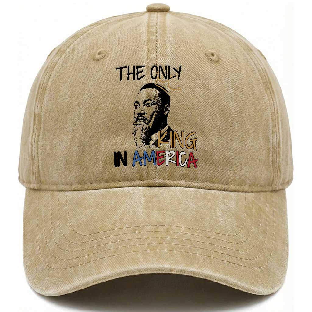 Martin Luther King Jr Washed Cotton Baseball Cap The Only King An America TS14 Washed Cap Universal Fit Khaki Print Your Wear