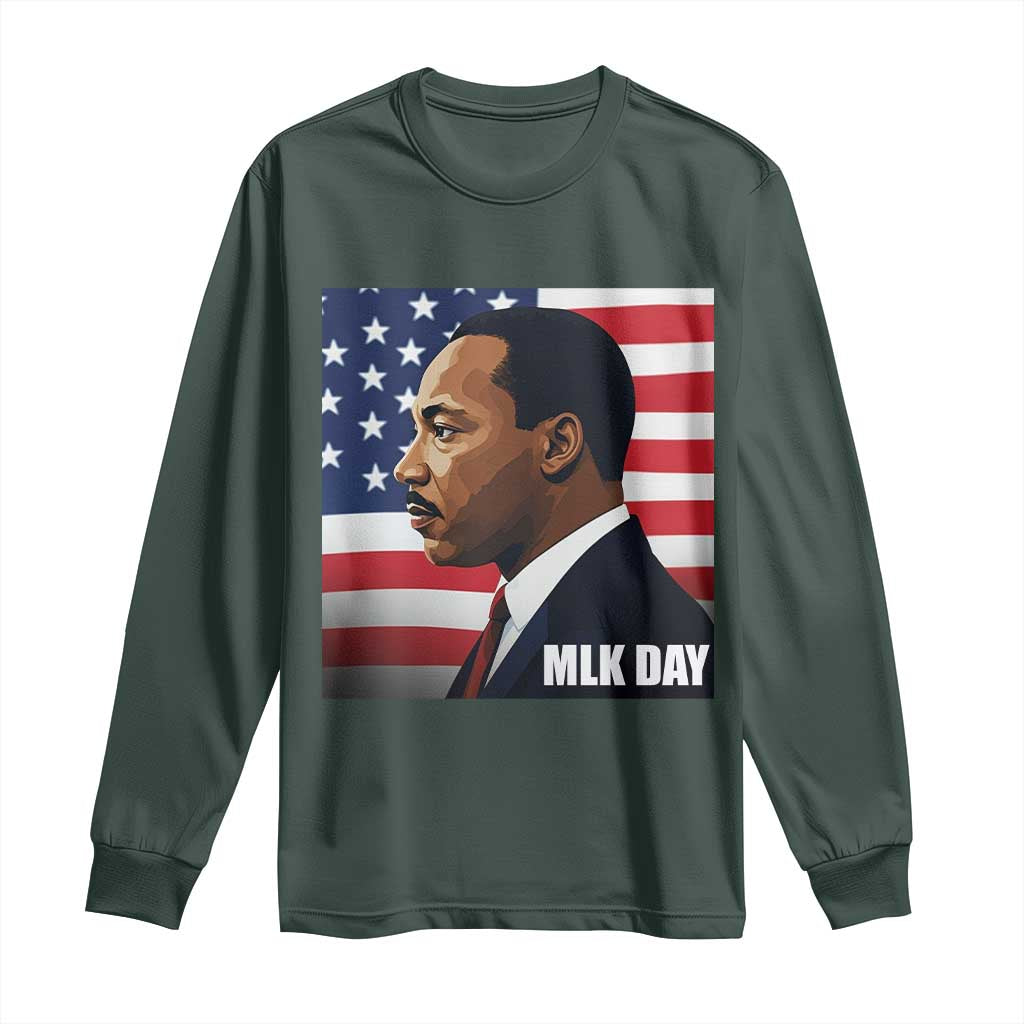 Martin Luther King Jr Long Sleeve Shirt Human Rights TS14 Dark Forest Green Print Your Wear