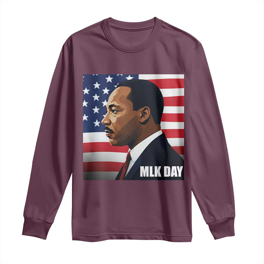 Martin Luther King Jr Long Sleeve Shirt Human Rights TS14 Maroon Print Your Wear