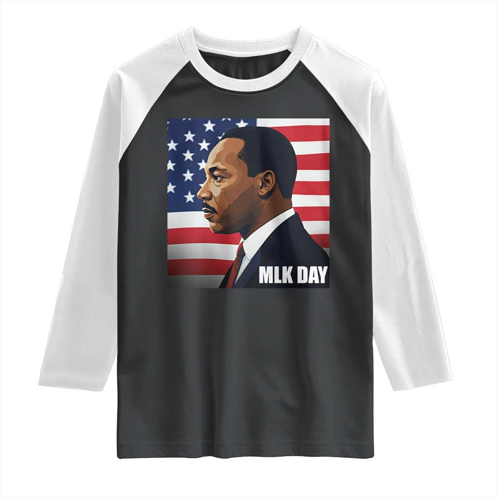 Martin Luther King Jr Raglan Shirt Human Rights TS14 Black White Print Your Wear