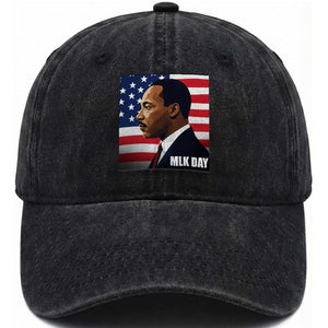 Martin Luther King Jr Washed Cotton Baseball Cap Human Rights TS14 Washed Cap Universal Fit Black Print Your Wear