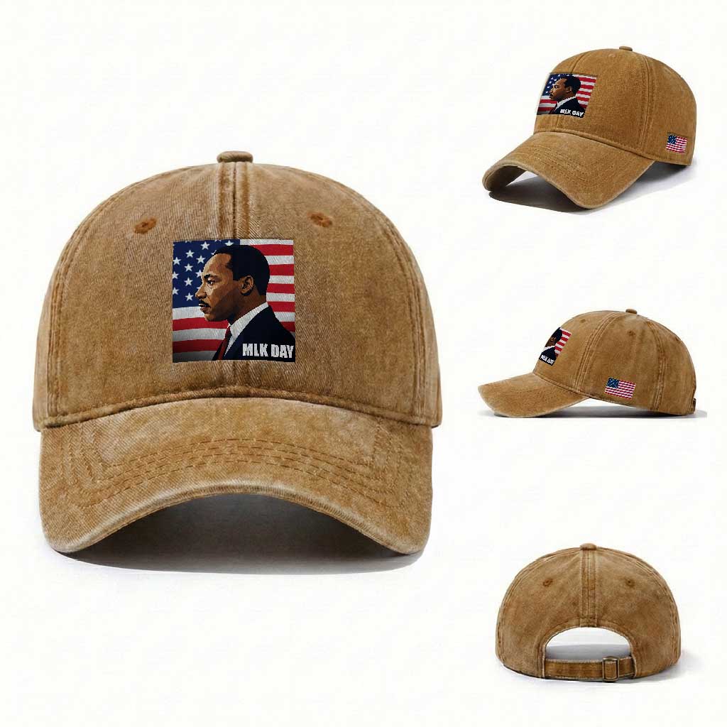 Martin Luther King Jr Washed Cotton Baseball Cap Human Rights TS14 Washed Cap Universal Fit Yellow Ochre Print Your Wear