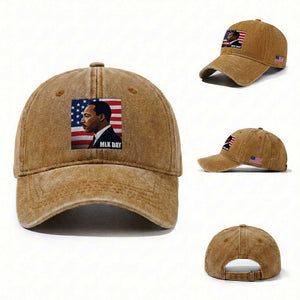 Martin Luther King Jr Washed Cotton Baseball Cap Human Rights TS14 Washed Cap Universal Fit Yellow Ochre Print Your Wear