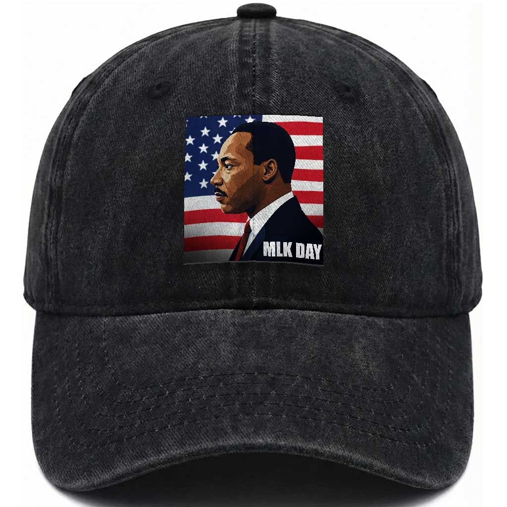 Martin Luther King Jr Washed Cotton Baseball Cap Human Rights TS14 Washed Cap Universal Fit Black Print Your Wear