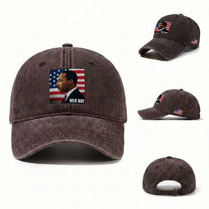 Martin Luther King Jr Washed Cotton Baseball Cap Human Rights TS14 Washed Cap Universal Fit Dark Brown Print Your Wear