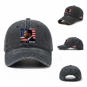 Martin Luther King Jr Washed Cotton Baseball Cap Human Rights TS14 Washed Cap Universal Fit Dark Gray Print Your Wear