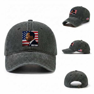 Martin Luther King Jr Washed Cotton Baseball Cap Human Rights TS14 Washed Cap Universal Fit Dark Green Print Your Wear