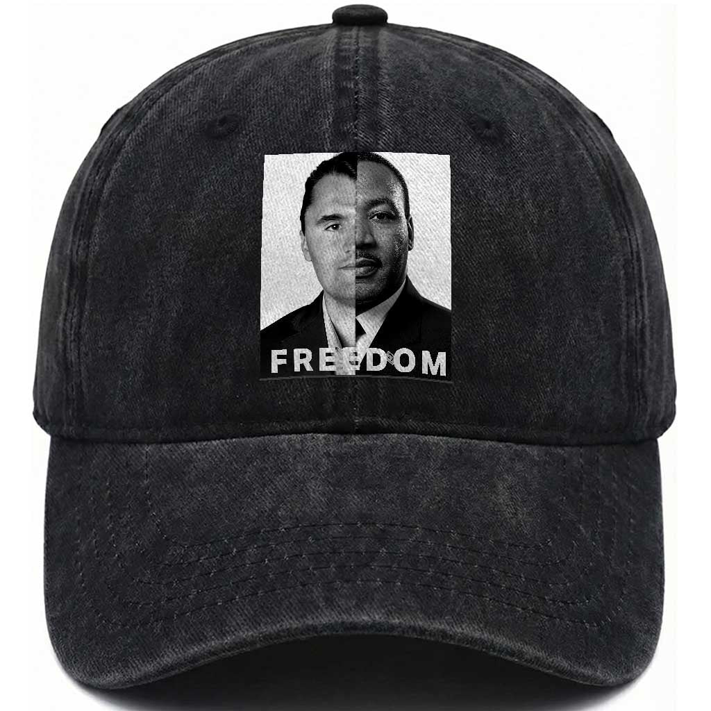 Freedom Charlie Kirk Washed Cotton Baseball Cap Martin Luther King Jr TS14 Washed Cap Universal Fit Black Print Your Wear