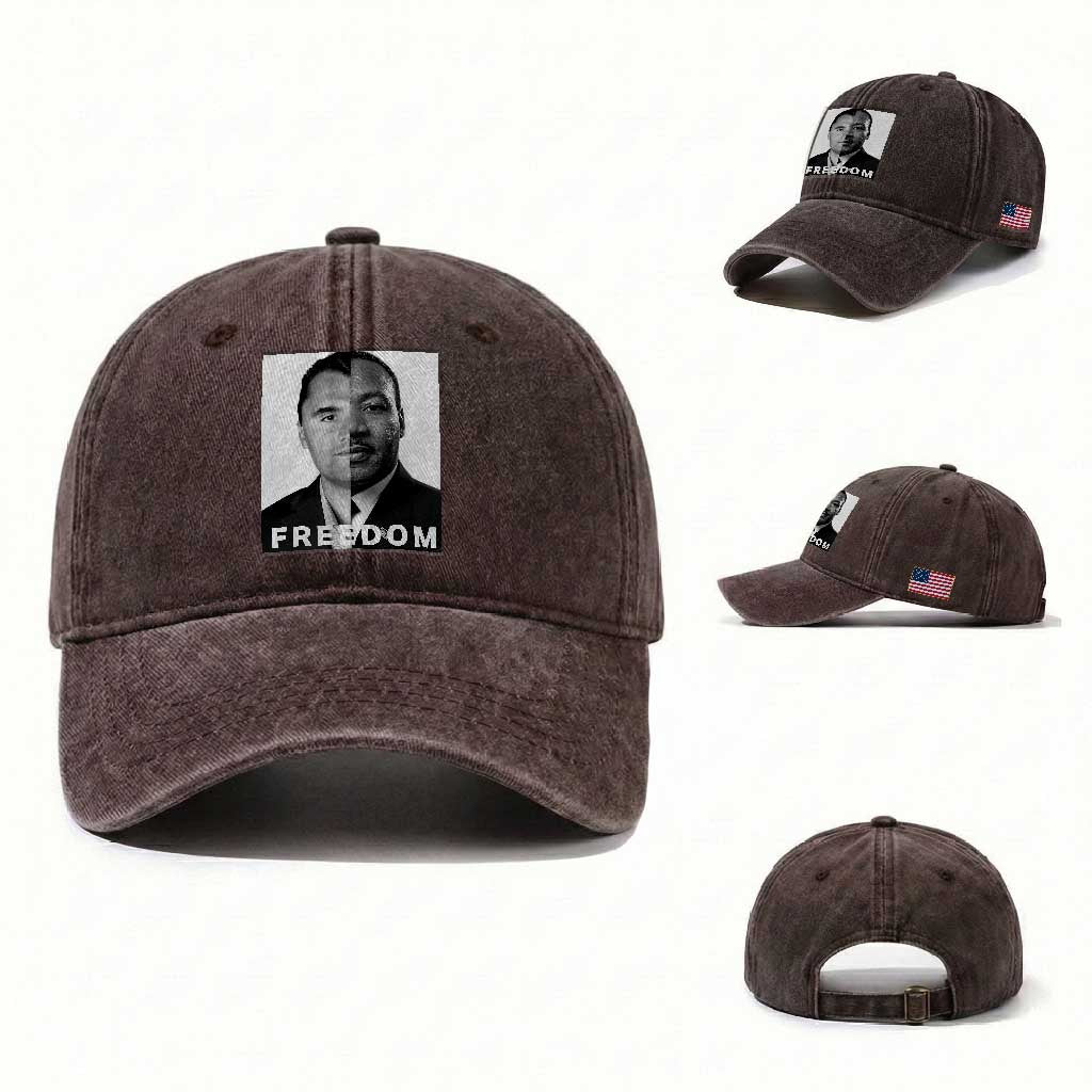 Freedom Charlie Kirk Washed Cotton Baseball Cap Martin Luther King Jr TS14 Washed Cap Universal Fit Dark Brown Print Your Wear