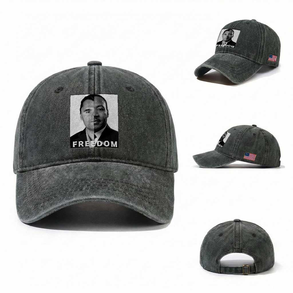 Freedom Charlie Kirk Washed Cotton Baseball Cap Martin Luther King Jr TS14 Washed Cap Universal Fit Dark Green Print Your Wear