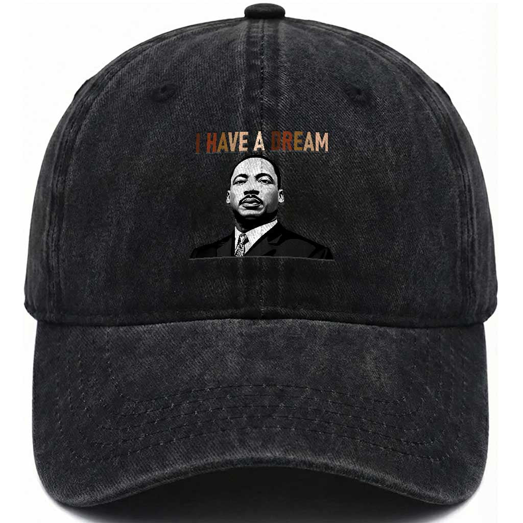 Martin Luther King Jr Washed Cotton Baseball Cap I Have a Dream Cool Melanin Black History TS14 Washed Cap Universal Fit Black Print Your Wear