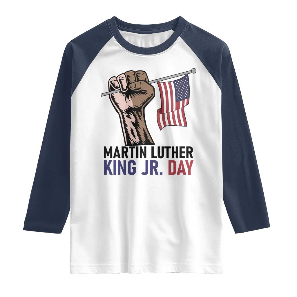 Martin Luther King Jr Raglan Shirt Black History Month TS14 White Navy Print Your Wear