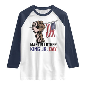 Martin Luther King Jr Raglan Shirt Black History Month TS14 White Navy Print Your Wear