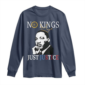 Martin Luther King Jr Long Sleeve Shirt No Kings Just Justice TS14 Navy Print Your Wear