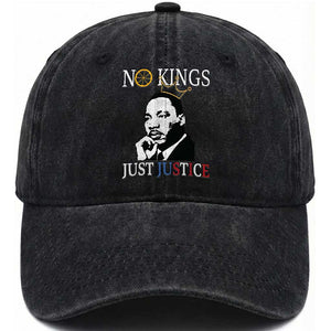 Martin Luther King Jr Washed Cotton Baseball Cap No Kings Just Justice TS14 Washed Cap Universal Fit Black Print Your Wear
