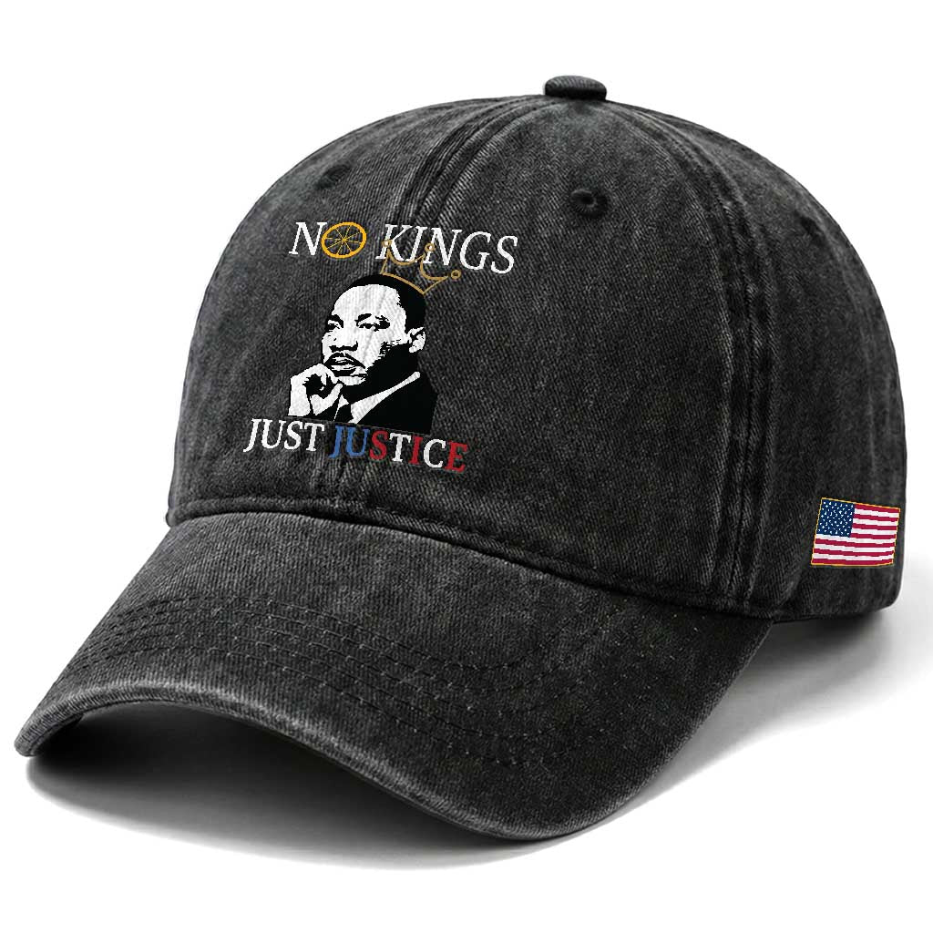 Martin Luther King Jr Washed Cotton Baseball Cap No Kings Just Justice TS14 Print Your Wear