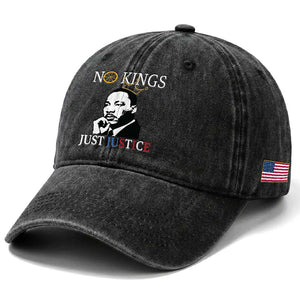 Martin Luther King Jr Washed Cotton Baseball Cap No Kings Just Justice TS14 Print Your Wear