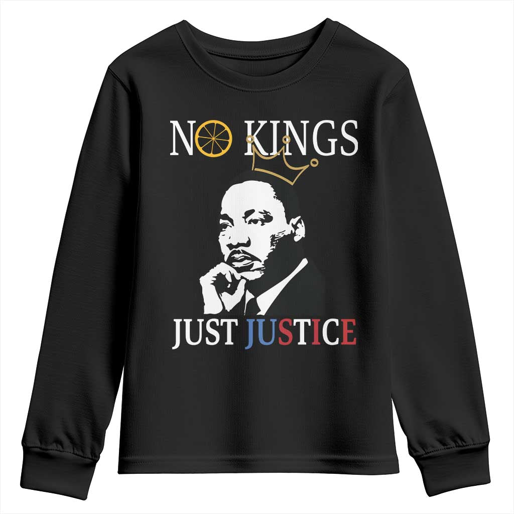 Martin Luther King Jr Youth Sweatshirt No Kings Just Justice TS14 Black Print Your Wear
