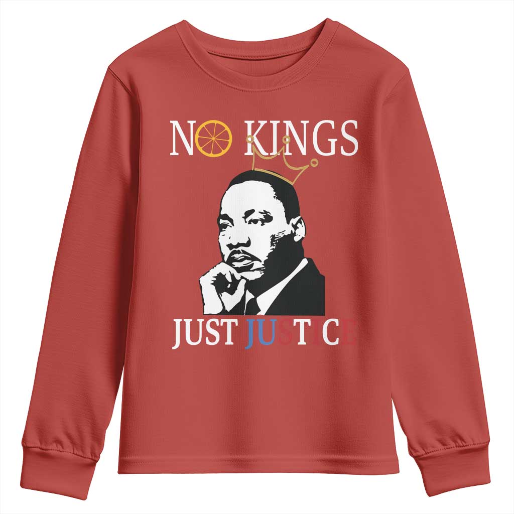 Martin Luther King Jr Youth Sweatshirt No Kings Just Justice TS14 Red Print Your Wear