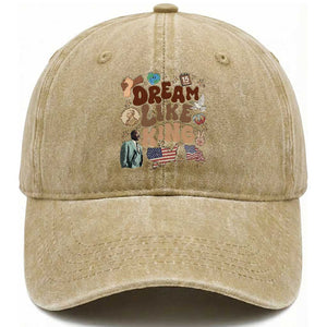 Martin Luther King Jr Washed Cotton Baseball Cap Black History Melanin African American TS14 Washed Cap Universal Fit Khaki Print Your Wear