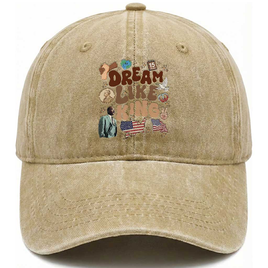 Martin Luther King Jr Washed Cotton Baseball Cap Black History Melanin African American TS14 Washed Cap Universal Fit Khaki Print Your Wear