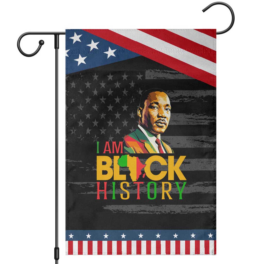 I Am Black History Garden Flag Martin Luther Jr King African American Pride TS14 Distressed Black Blue Print Your Wear