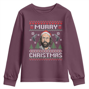 Murray Christmas Youth Sweatshirt Funny Stranger Holiday Meme TS14 Maroon Print Your Wear