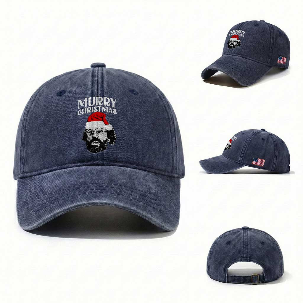 Murray Christmas Washed Cotton Baseball Cap Funny Stranger Xmas TS14 Washed Cap Universal Fit Navy Print Your Wear