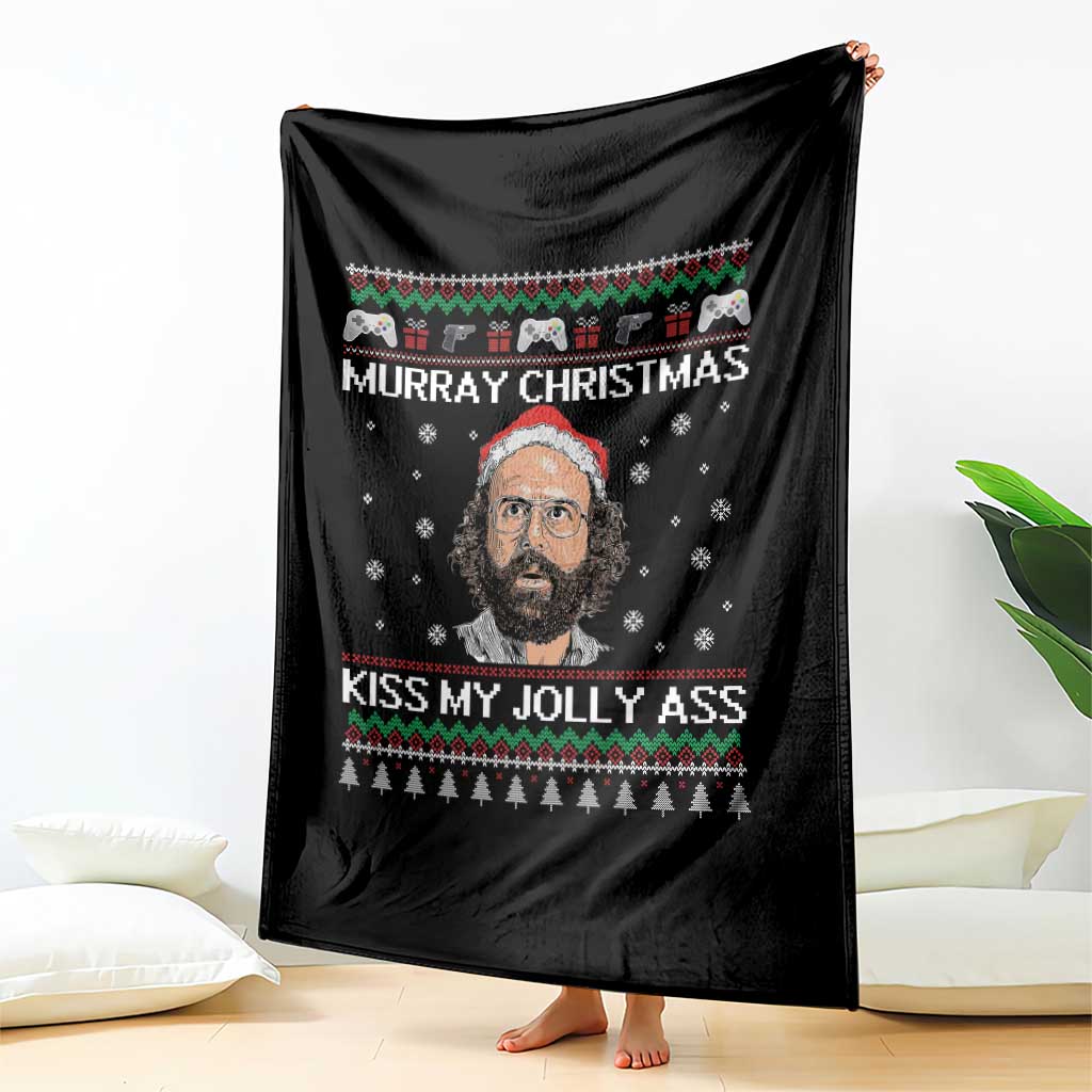 Stranger Christmas Throw Blanket Santa Murray Kiss My Jolly Ass TS14 Print Your Wear