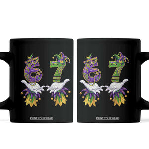 67 Mardi Gras Meme Coffee Mug Funny Six Seven Hand Carnival Trendy TS14 Black Print Your Wear