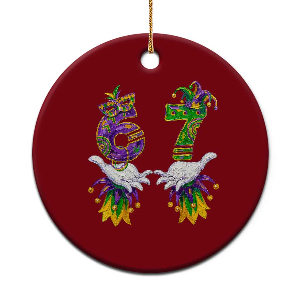 67 Mardi Gras Meme Ceramic Ornament Funny Six Seven Hand Carnival Trendy TS14 1pc Red Print Your Wear