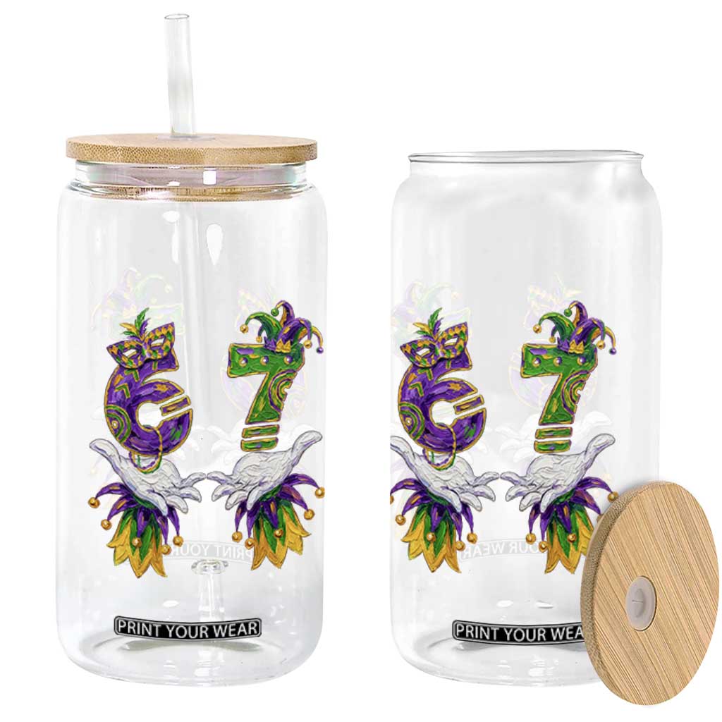 67 Mardi Gras Meme Glass Can Funny Six Seven Hand Carnival Trendy TS14 Print Your Wear