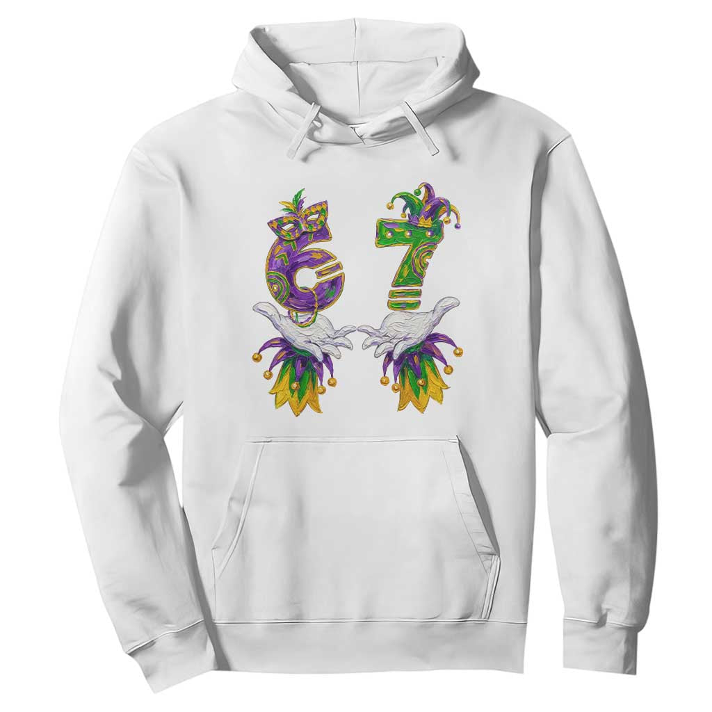 67 Mardi Gras Meme Hoodie Funny Six Seven Hand Carnival Trendy TS14 White Print Your Wear