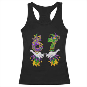 67 Mardi Gras Meme Racerback Tank Top Funny Six Seven Hand Carnival Trendy TS14 Black Print Your Wear