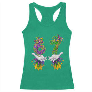67 Mardi Gras Meme Racerback Tank Top Funny Six Seven Hand Carnival Trendy TS14 Irish Green Print Your Wear